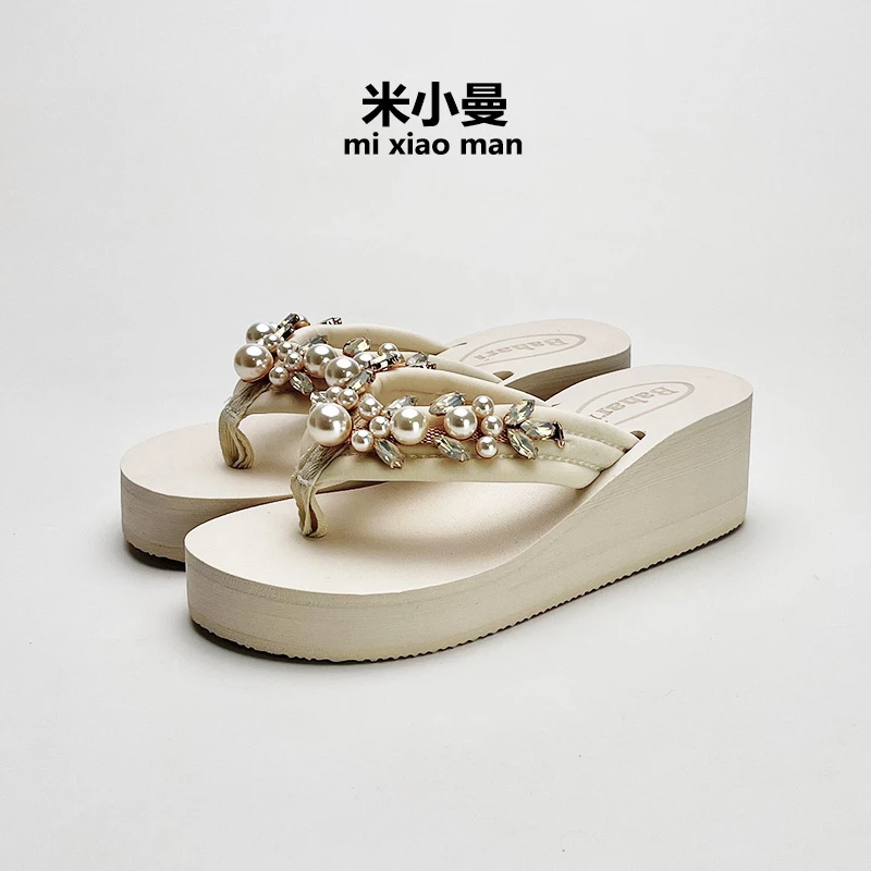 高跟凉拖鞋女2025夏季新款时尚高级感夹脚夹趾粗跟厚底防滑人字拖