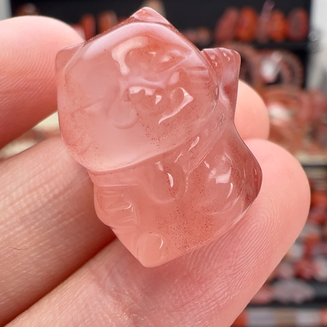 南红玛瑙未镶嵌颈饰冰粉招财猫