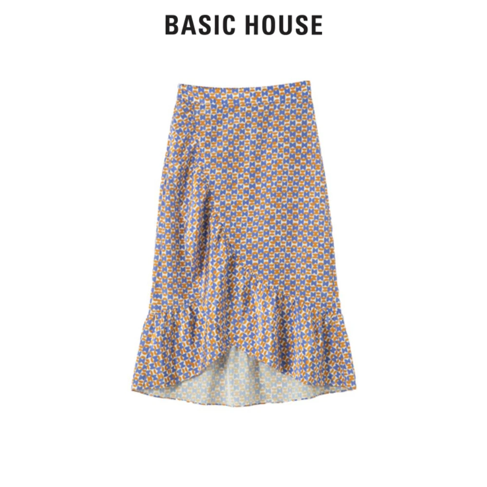 Basic House/百家好夏季碎花高腰女士休闲半裙 BJ2036-HVSK321EPP