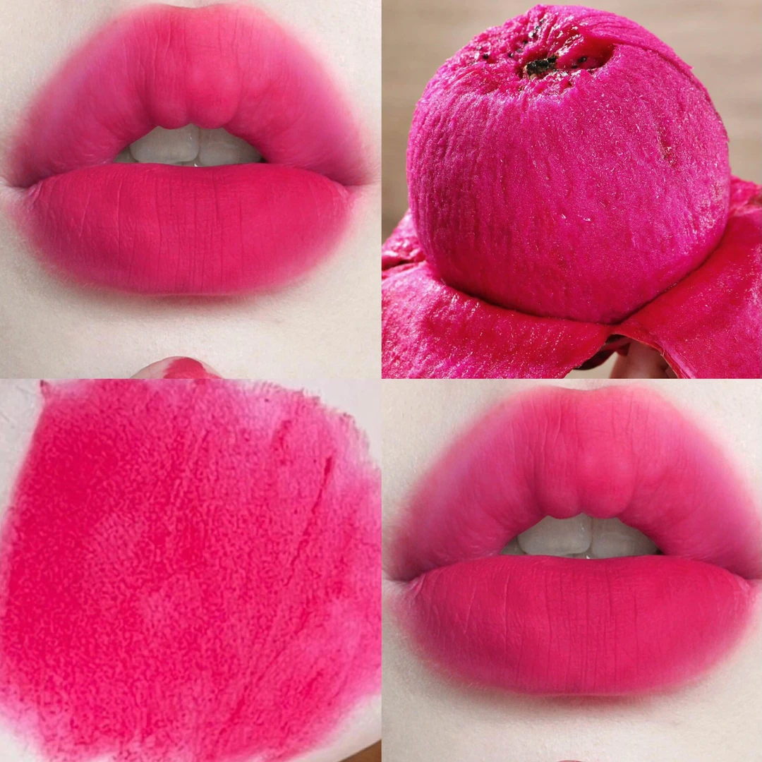 韩剧女主色又甜又清冷心动！雾面哑光唇泥火龙果色正红色口红