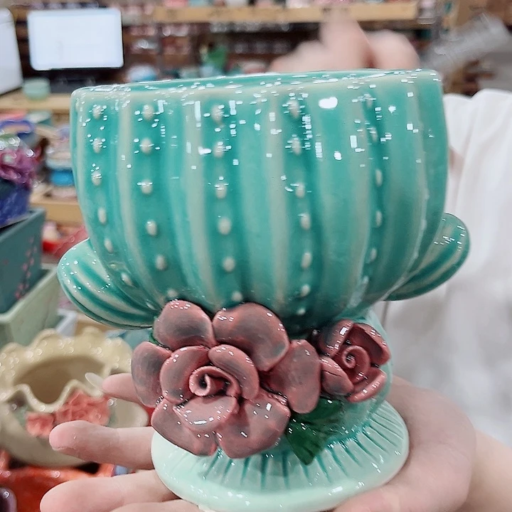 有孔.凑单10元陶瓷花盆发货！