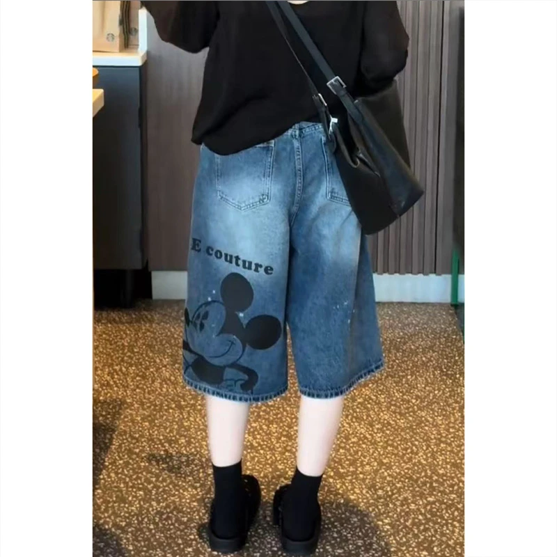 百搭设计感七分牛仔裤女夏季新款梨型身材显瘦遮肉直筒阔腿裤