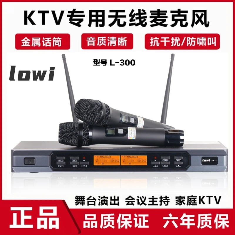 罗威无线话筒L-300专业一拖二无线话筒频卡拉ok舞台唱歌金属