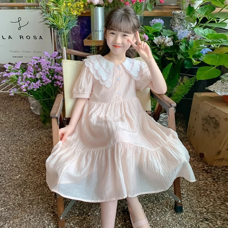 女童夏装连衣裙2025新款女孩洋气公主裙夏季时髦儿童装娃娃领裙子