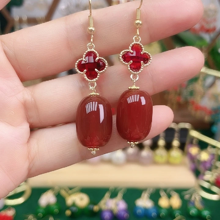 玛瑙/玉髓耳钉合金