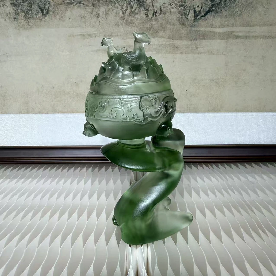 仓一艺术空间【观止】茶室茶桌中式禅茶水晶琉璃艺术摆件