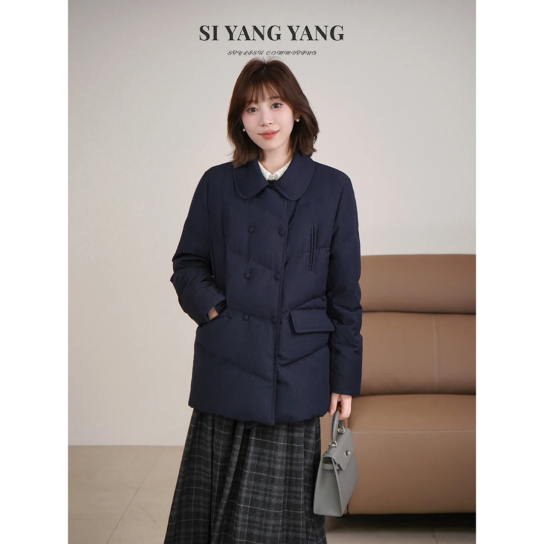 斯洋洋SIYANG冬季保暖翻领减龄通勤百搭中长羽绒服YR512A053SYY
