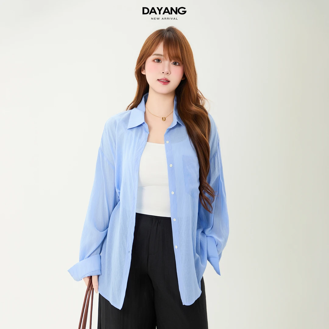 120斤的大杨 大码高级感衬衫上衣女夏小个子宽松洋气长袖衬衣6352