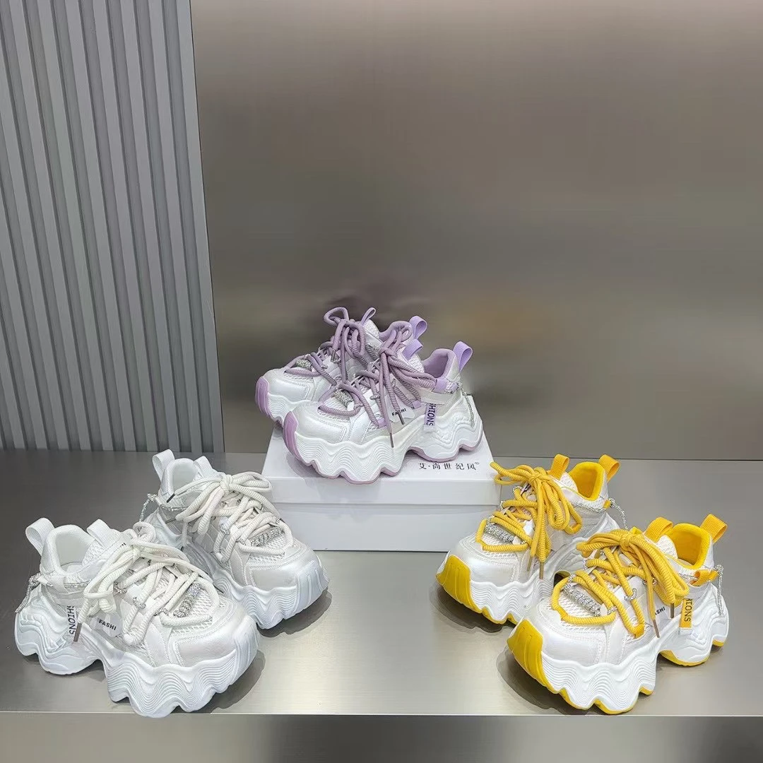 水钻透气老爹鞋休闲时尚休闲鞋秋季厚底休闲鞋百搭