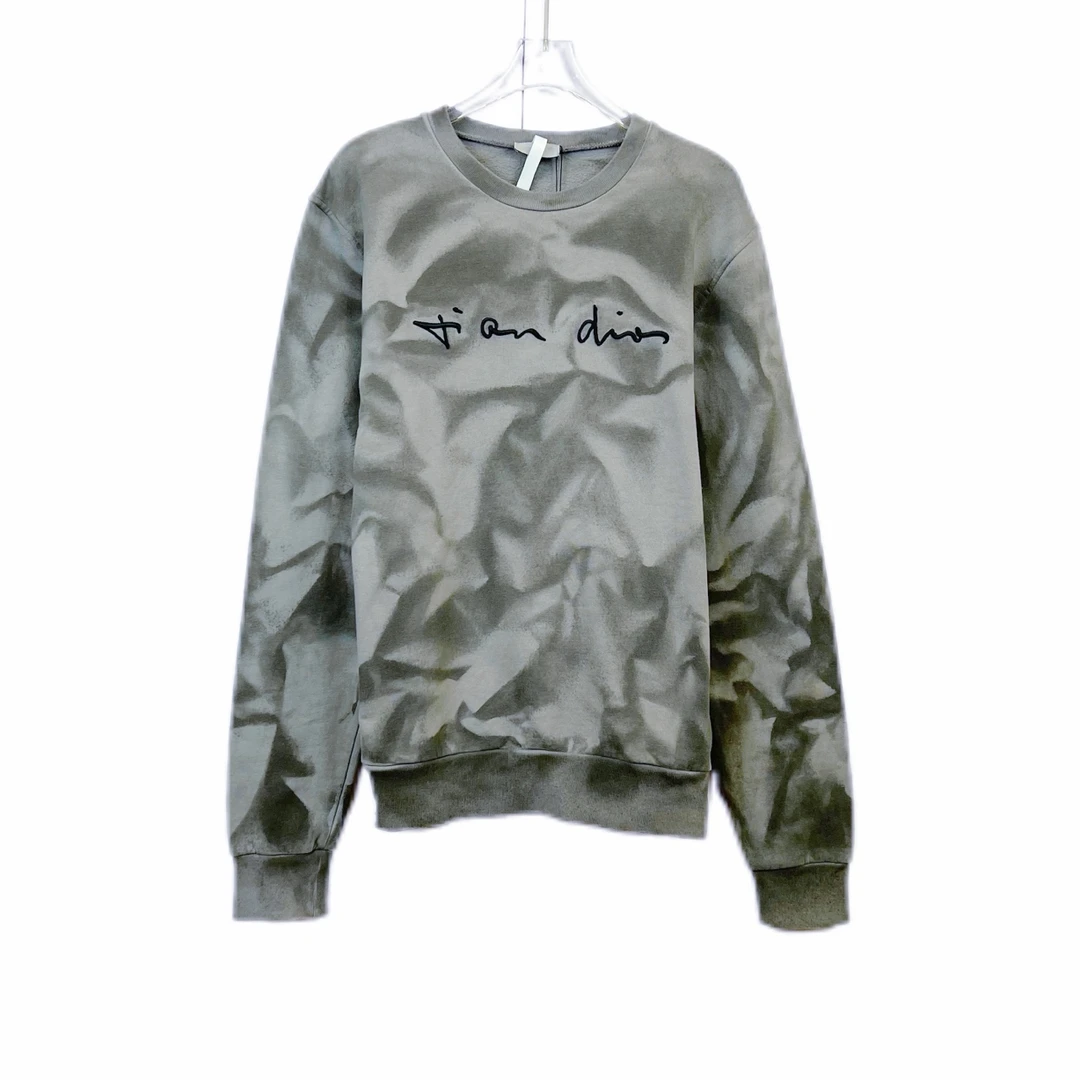 99新 DIOR/迪奥 010710 刺绣logo扎染圆领卫衣 S码