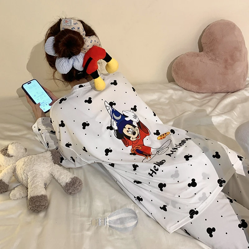 韩国可爱米奇睡衣女秋季2025新款长袖长裤少女舒适甜美家居服套装