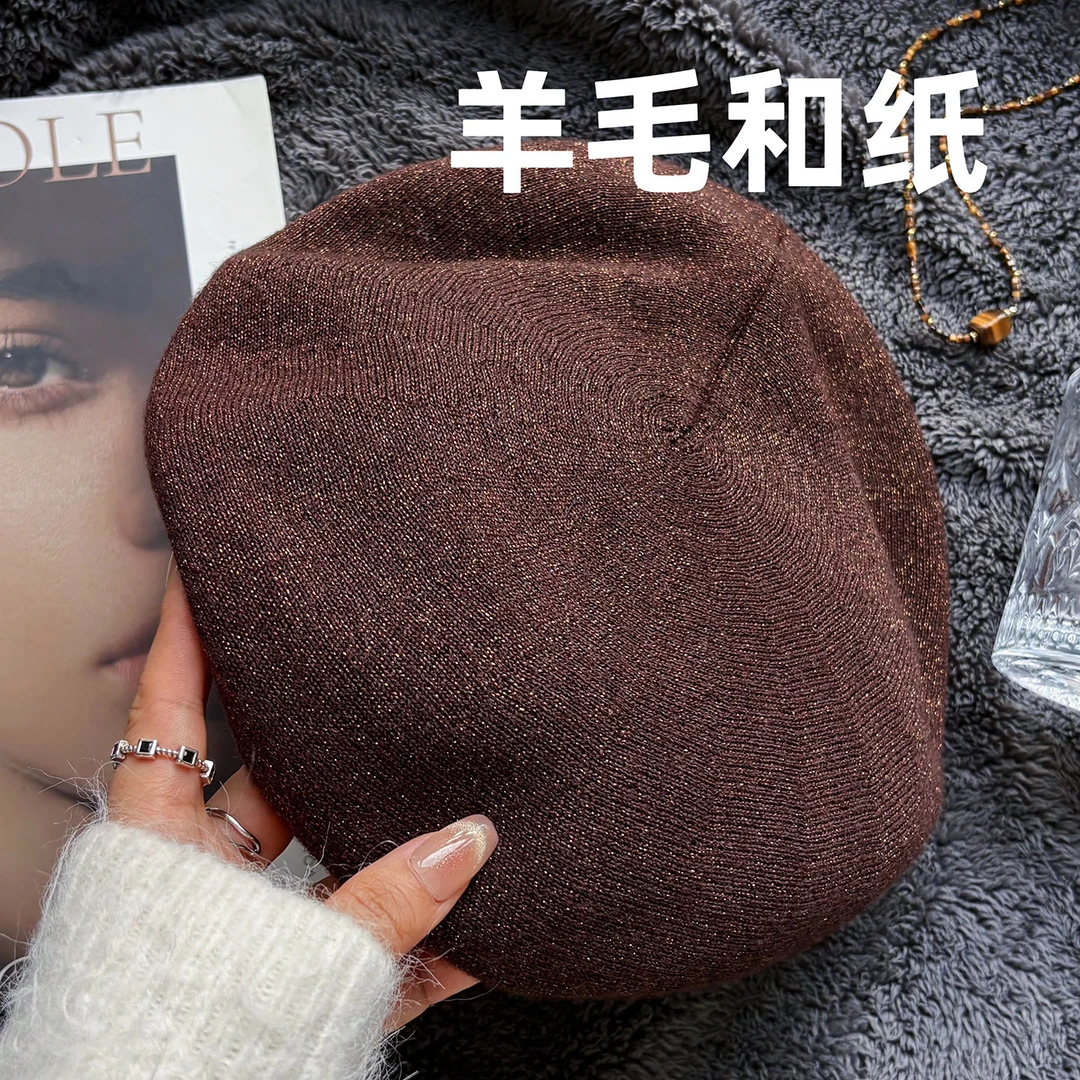 星河密语 日本和纸羊毛贝雷帽女秋冬复古显脸小画家帽子2025新款