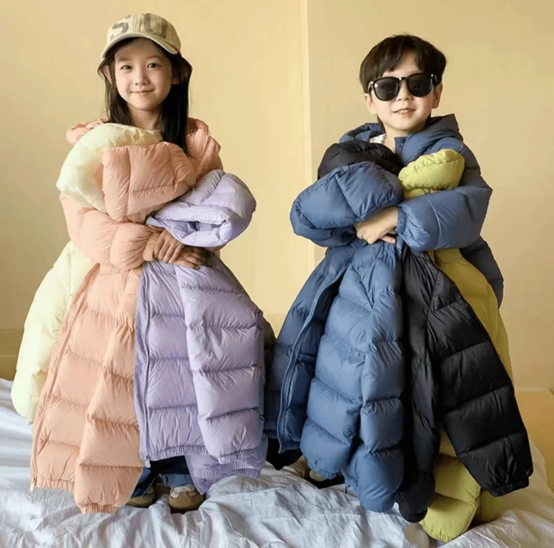 （棉花糖A）2025儿童长款常规羽绒服男女童中大童冬季外套
