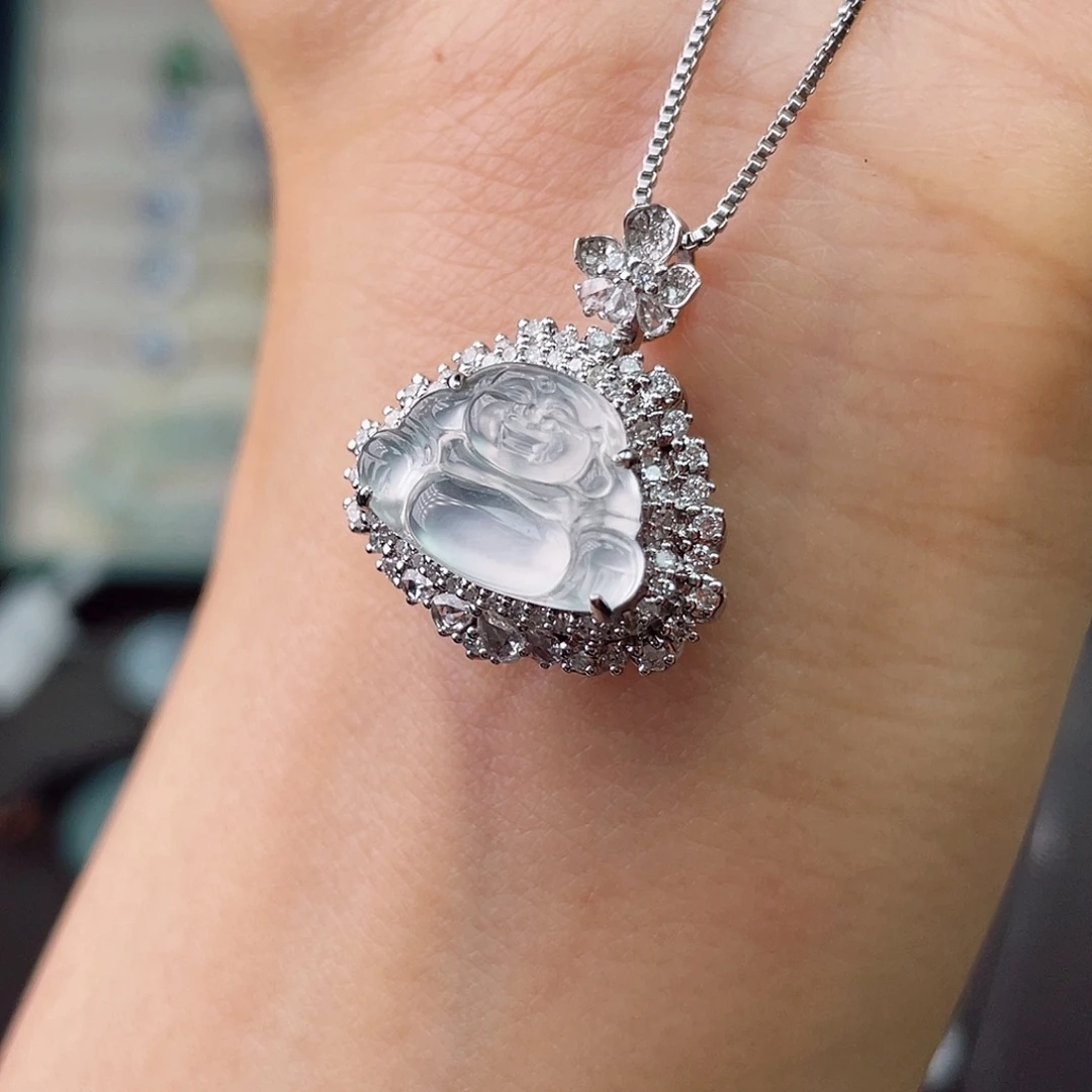 翡翠18K金镶嵌吊坠(不含链)