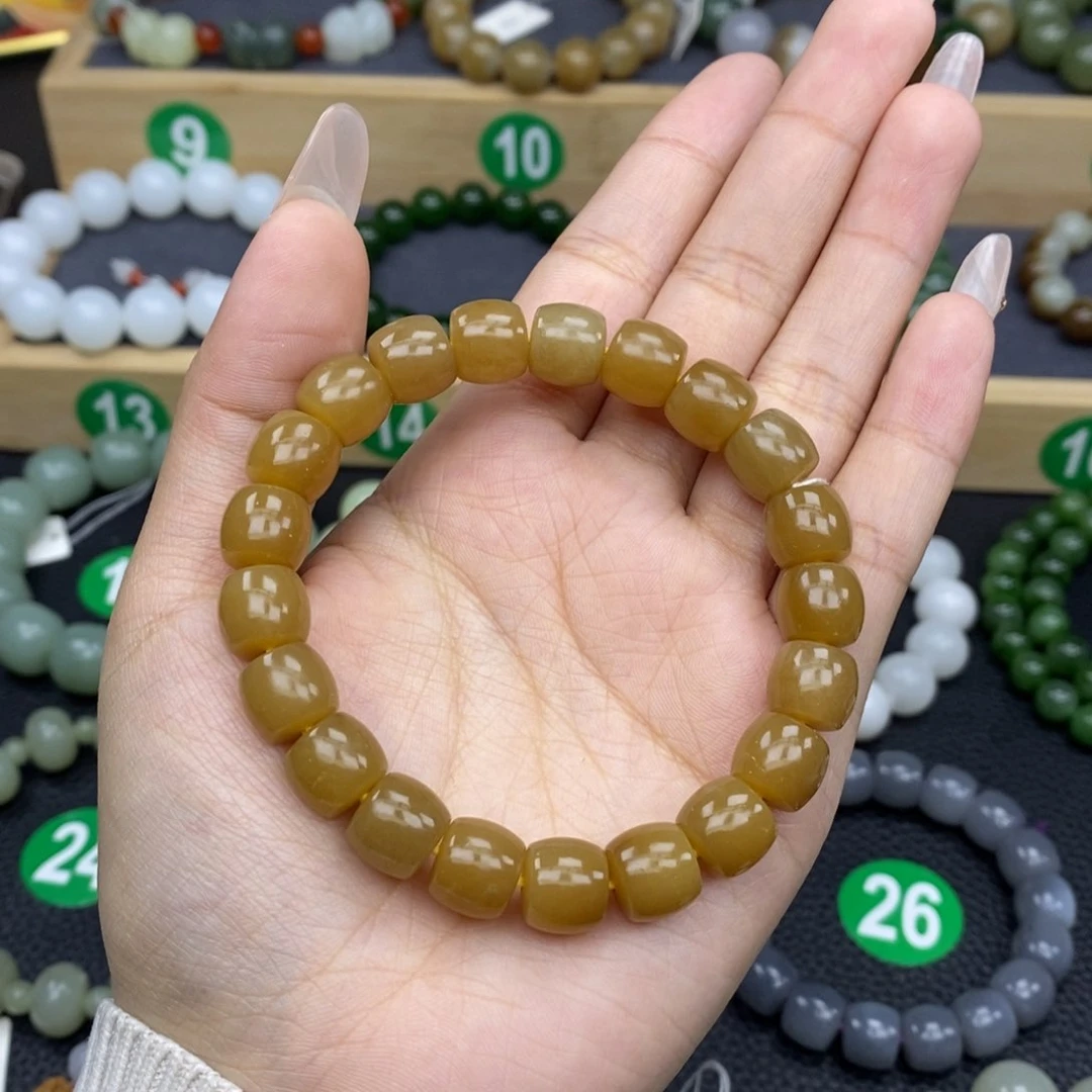 和田玉手链未镶嵌糖料10m m