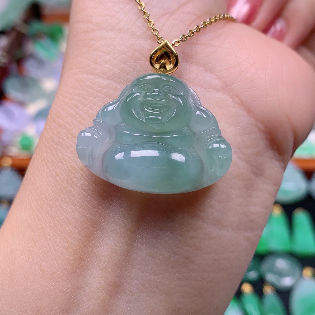 缅甸天然A货翡翠，冰睛佛公，编号230/1208尺22-29-7.4