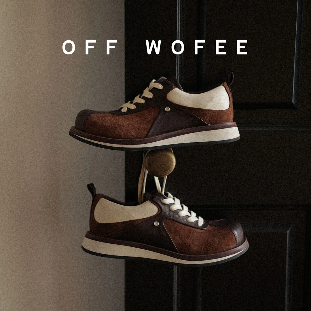 OFFWOFEE秋冬牛皮复古高级阿甘鞋美拉德棕咖色麂皮绒休闲运动皮鞋