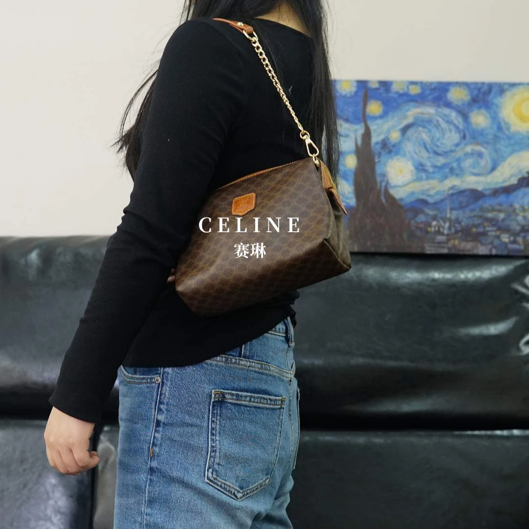 95新 Celine/思琳 老花单肩链条包/JJ02814937/4937