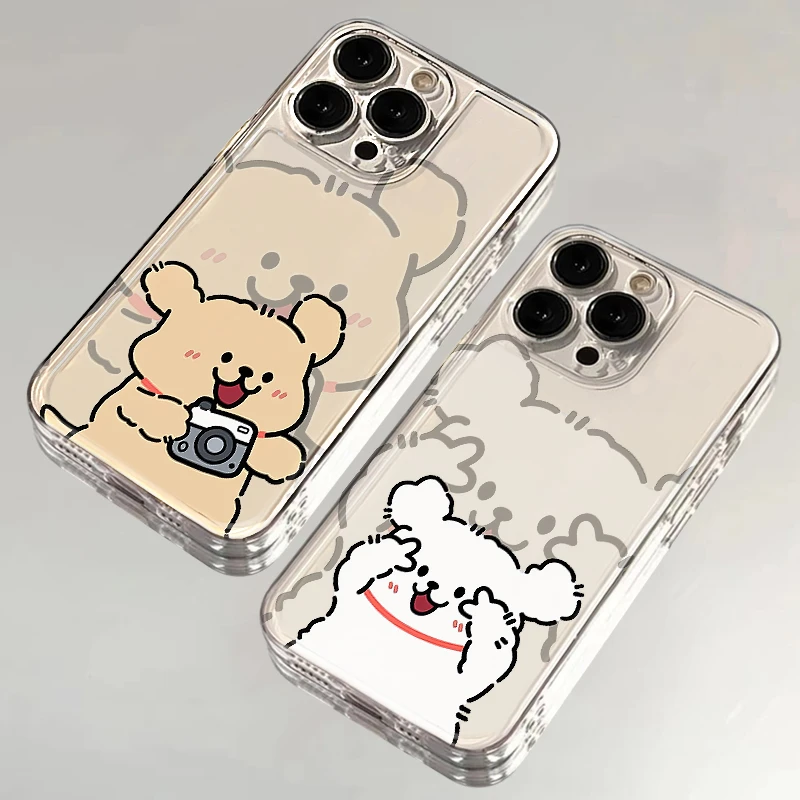 BANCA情侣拍照线条小狗适用iphone16/15手机壳华为vivo小米oppo套