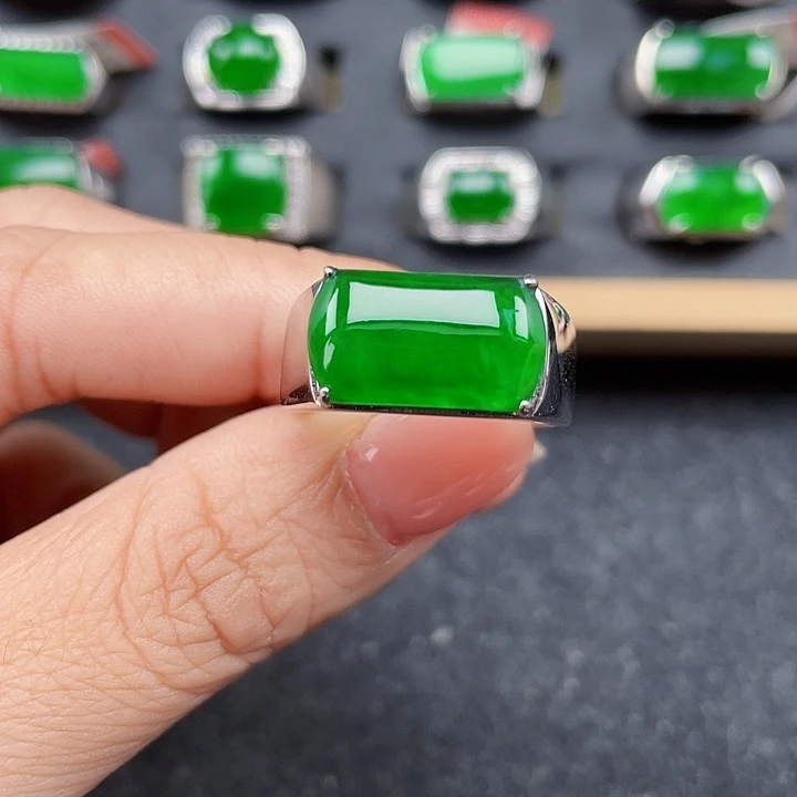 退***马翡翠银S925镶嵌戒指福利款3891没运费险