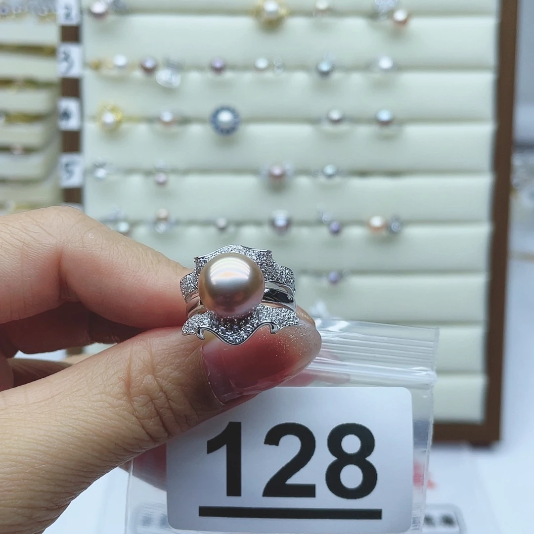 淡水珍珠珠宝奇石银S925镶嵌沐***a128拍2发1