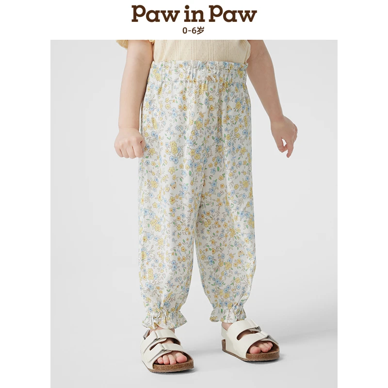 PawinPaw25年春季新款女宝宝满印休闲宽松花苞长裤PCTAF2381E