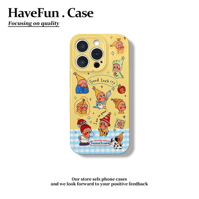 雅天立蓝格纹星星人菲林适用苹果15pro/16手机壳华为vivo小米oppo