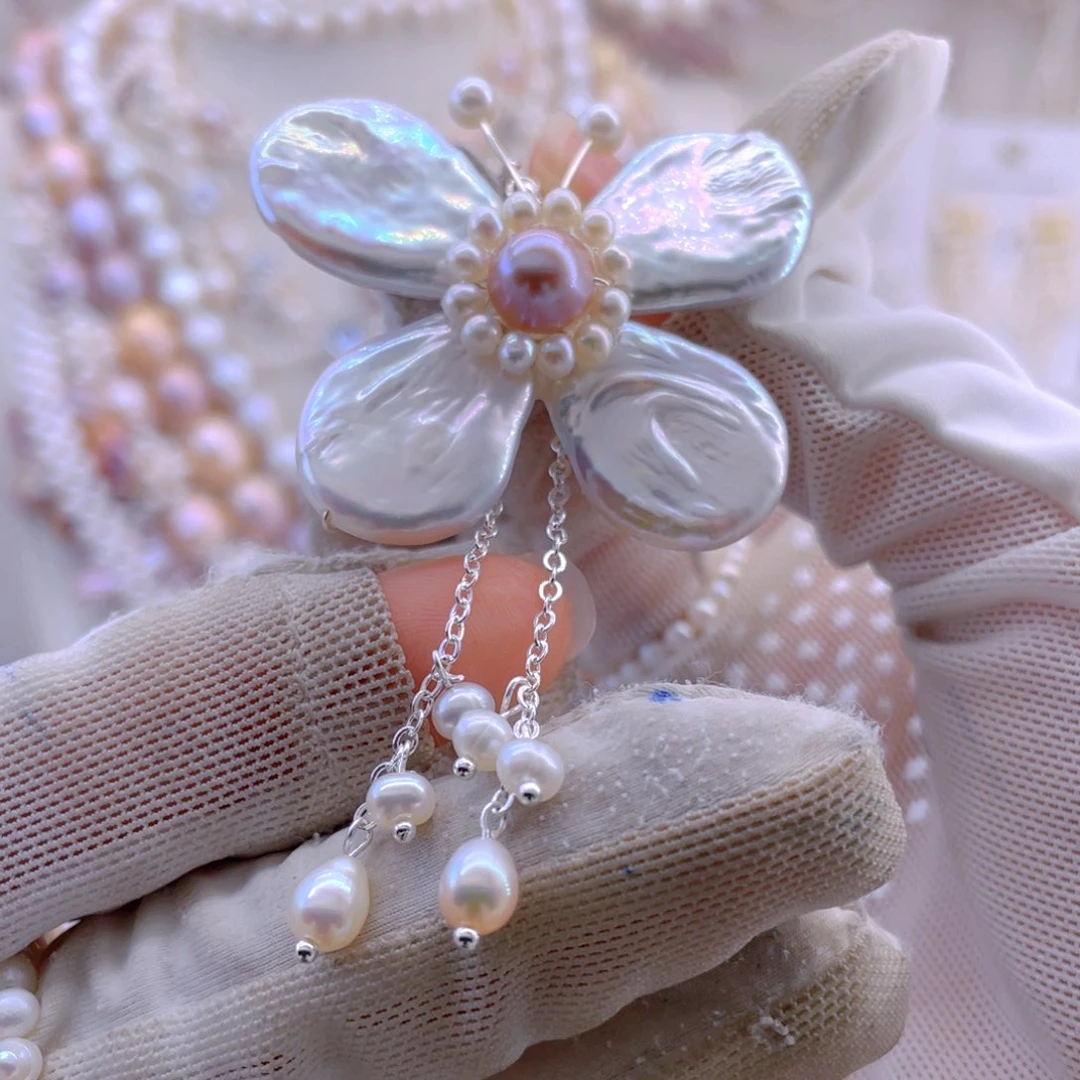 未镶嵌耳饰淡水珍珠吊坠