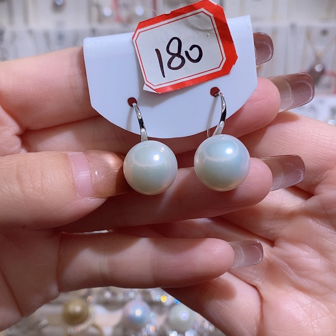 银S925镶嵌淡水珍珠耳饰w13