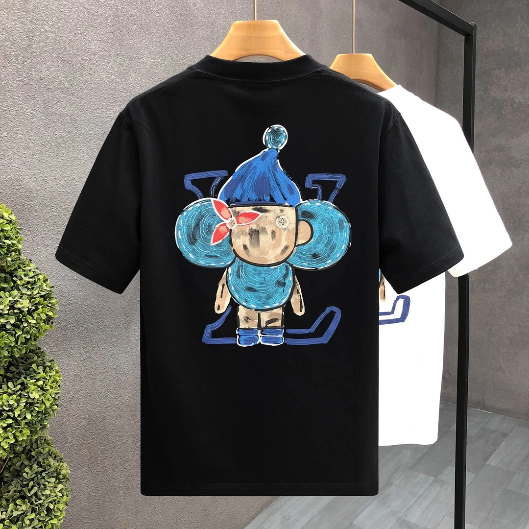 痞帅印花短袖t恤男潮牌重磅半袖2025夏季新款男士高街微阔版上衣