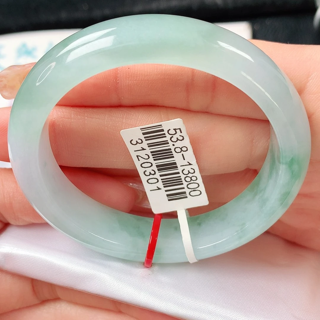 翡翠手镯未镶嵌冰绿贵妃53圈口38号