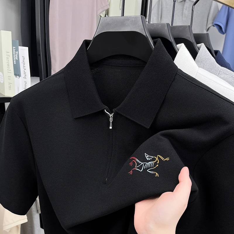 【海外撤柜】夏季潮流刺绣鸟男士POLO衫休闲百搭高档潮流翻领半袖