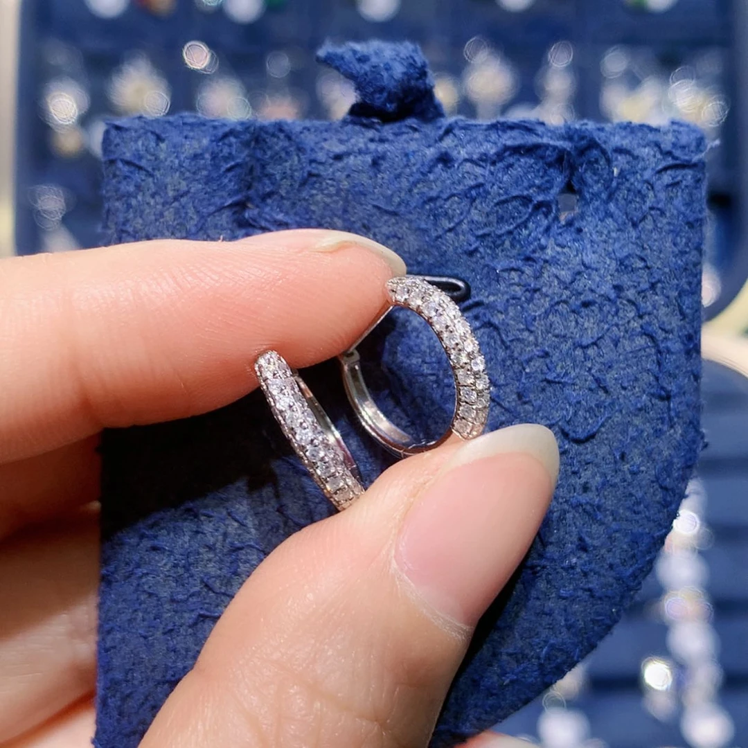 【闪购商品】铂Pt850镶嵌耳饰钻石圆形耳扣