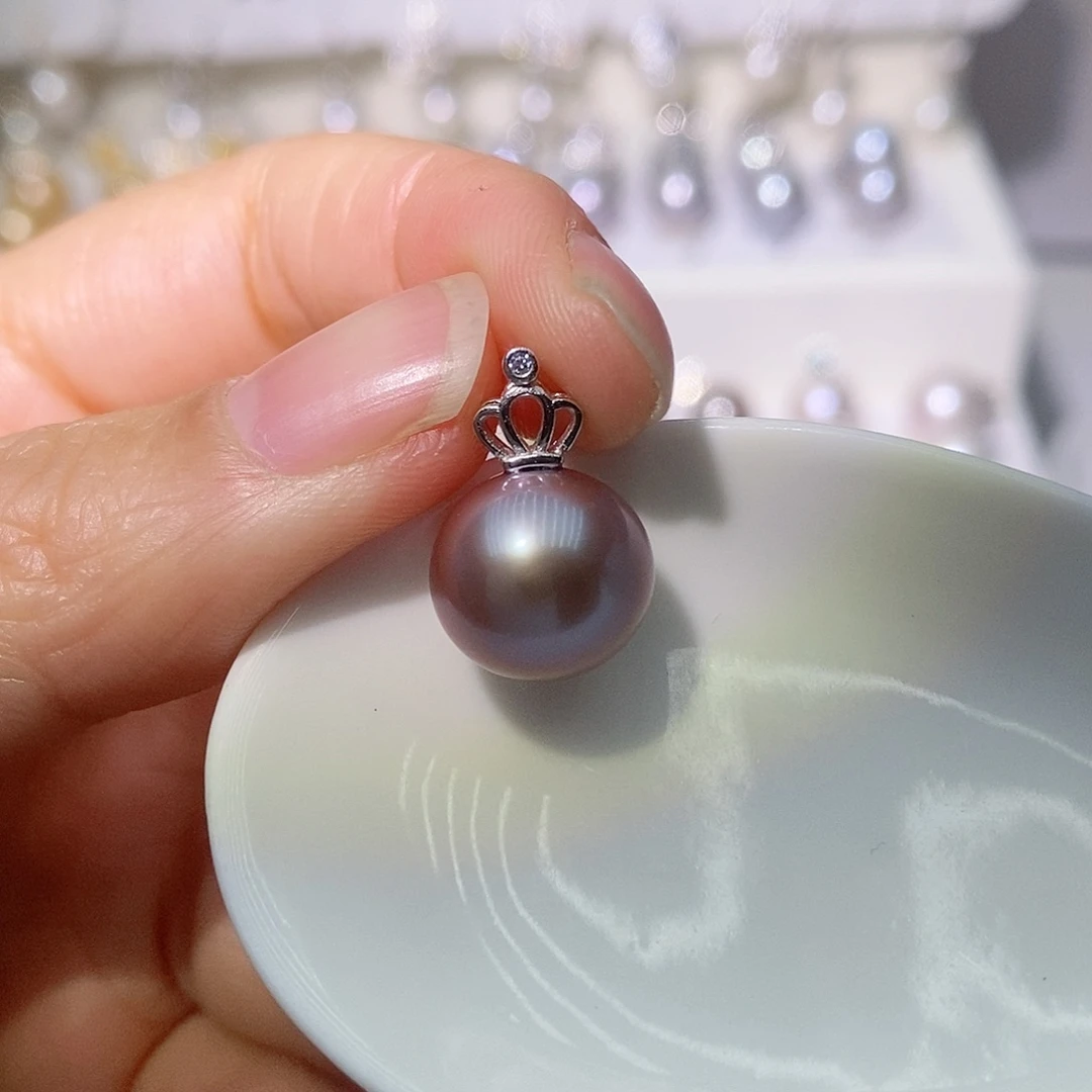 淡水珍珠吊坠(赠链)银S925镶嵌芳***方尺寸11/12