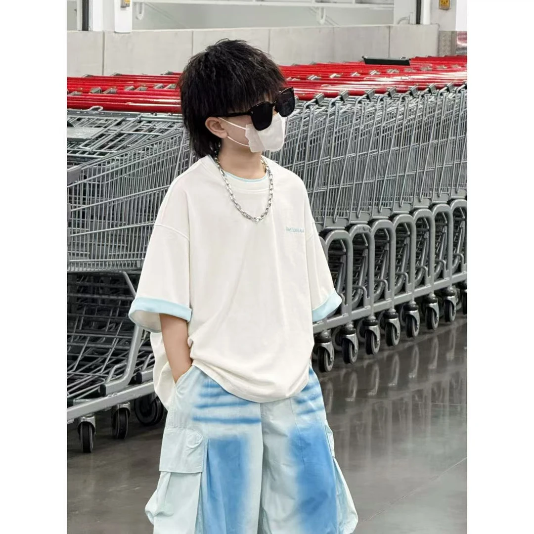 THE LUHAN【纯色】通用韩版夏季薄款休闲上衣中大童男童25169