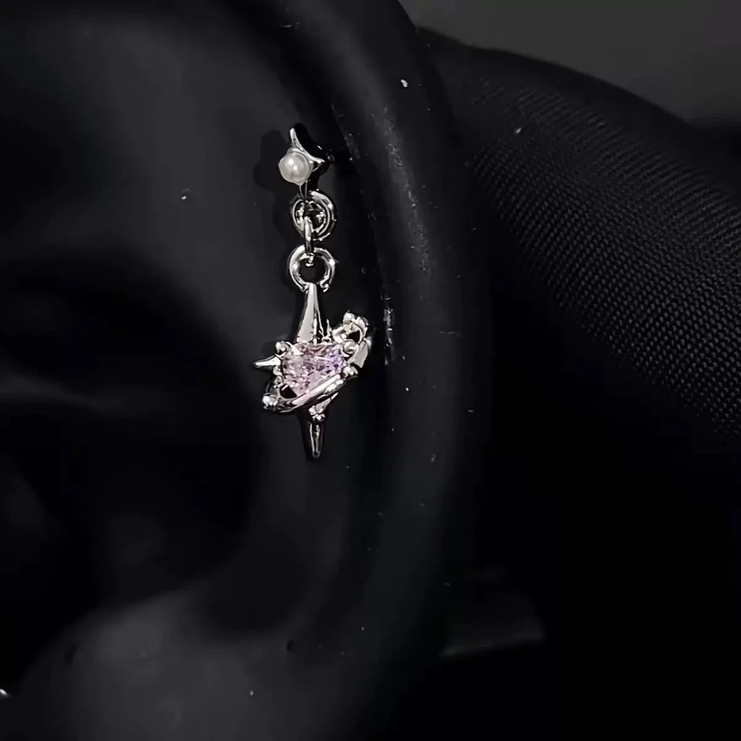 合金锆石耳饰 【三单包邮】星芒系列耳骨钉