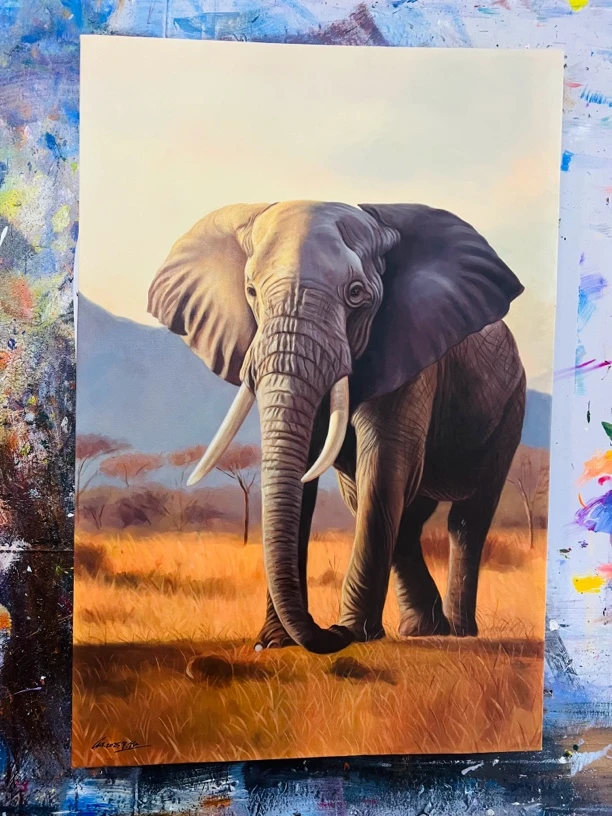 大象挂画房间画现代装饰画尺寸60.90cm