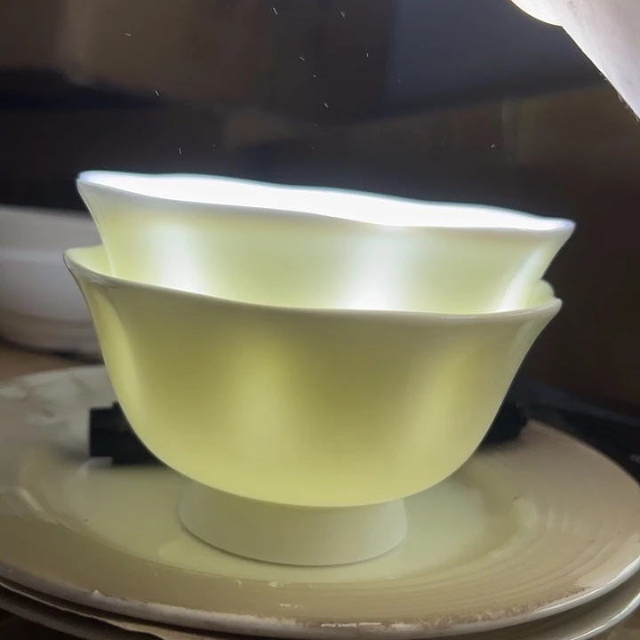 国营尾货骨瓷河口碗一对