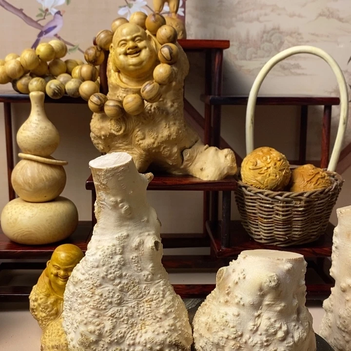 香榧木无****！黄杨木手把件