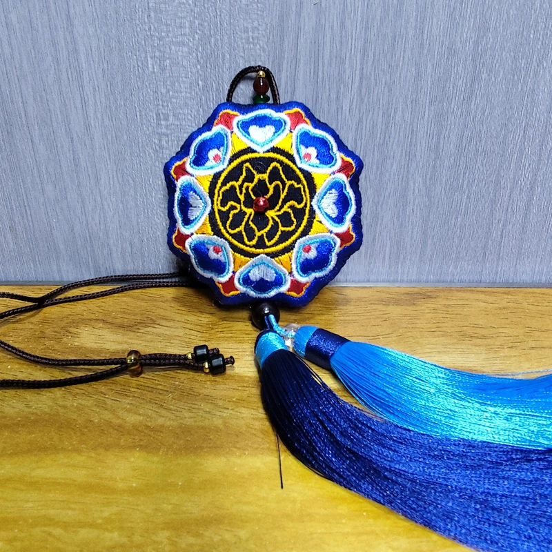 阿江新款刺绣时来运转挂件长挂绳荷包挂饰成品双面刺绣