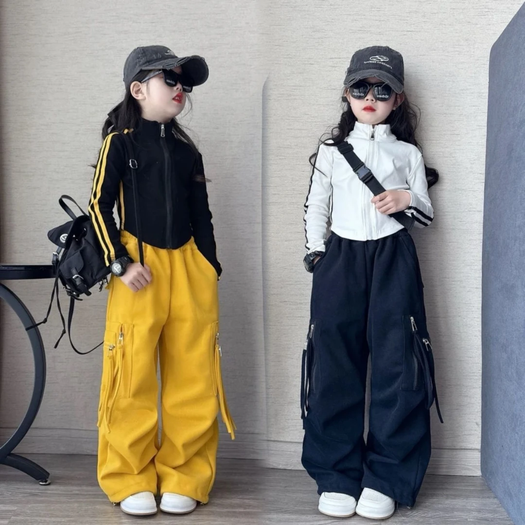女童春装时尚外套套装新款洋气儿童工装裤休闲女孩春秋两件套