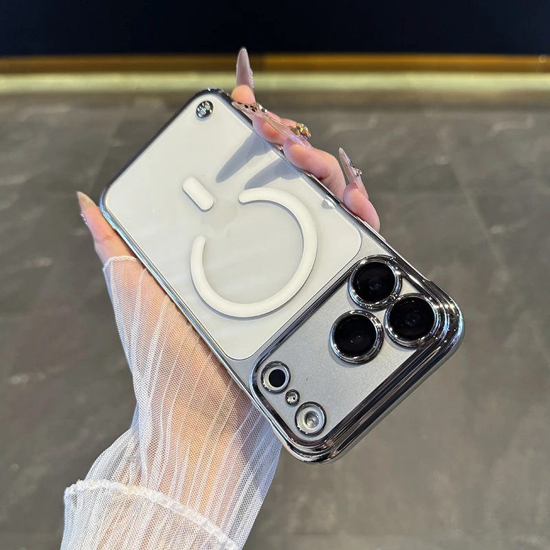 适用于iPhone17promax手机壳无边框电镀16/15带镜头膜pro磁吸14硬