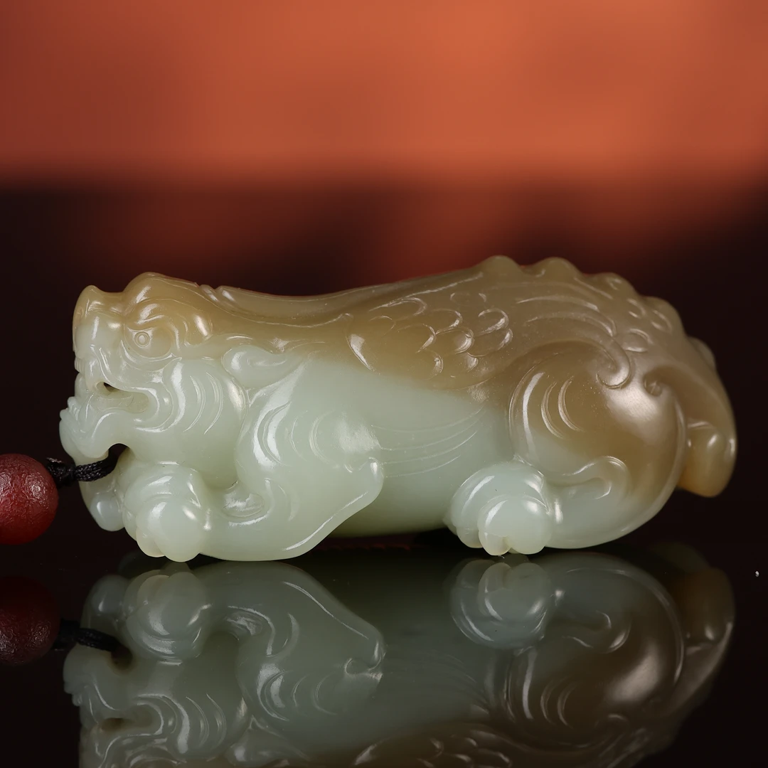 dx和田玉糖白玉貔貅把件（盒）2512171437