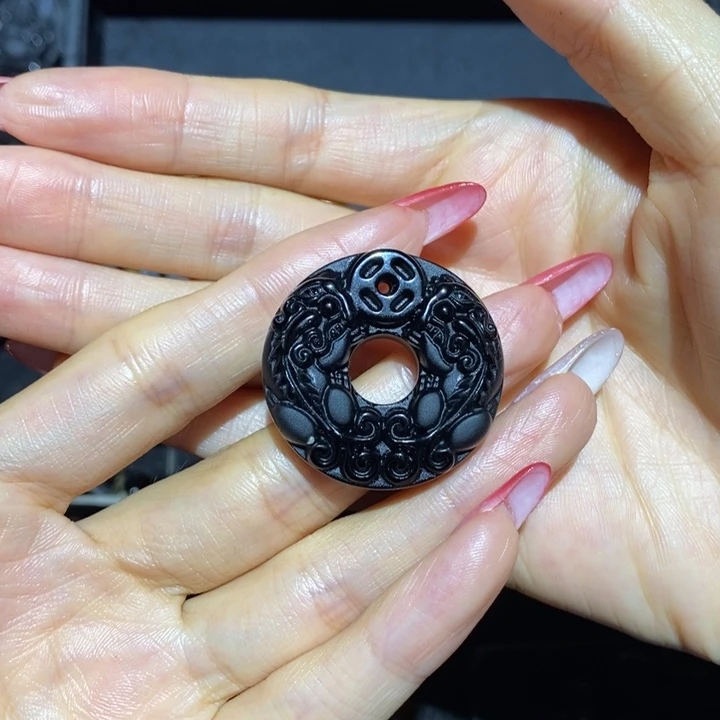 黑曜岩吊坠(不含链)未镶嵌李****聊