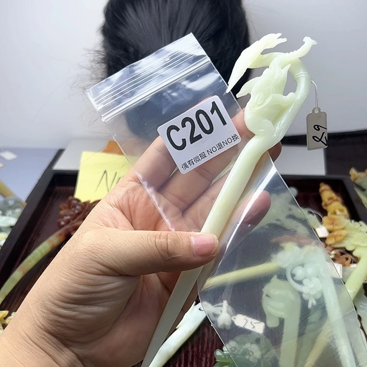 蛇纹石玉发饰合金妈****兽