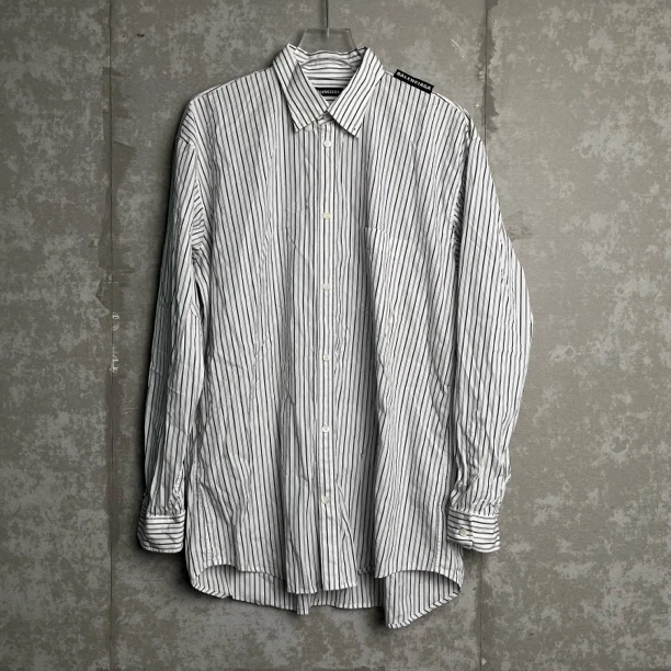 未使用 Balenciaga/巴黎世家 40*1/肩标条纹长袖衬衫/16807/JP