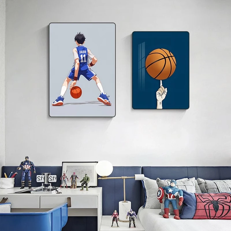 新款灌篮儿童房装饰画卧室背景墙装饰画篮球男孩房间挂画床头壁画