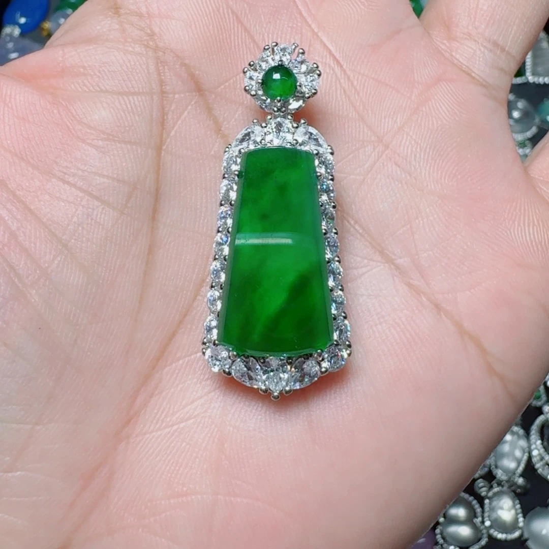 吊坠(不含链)银S925镶嵌翡翠