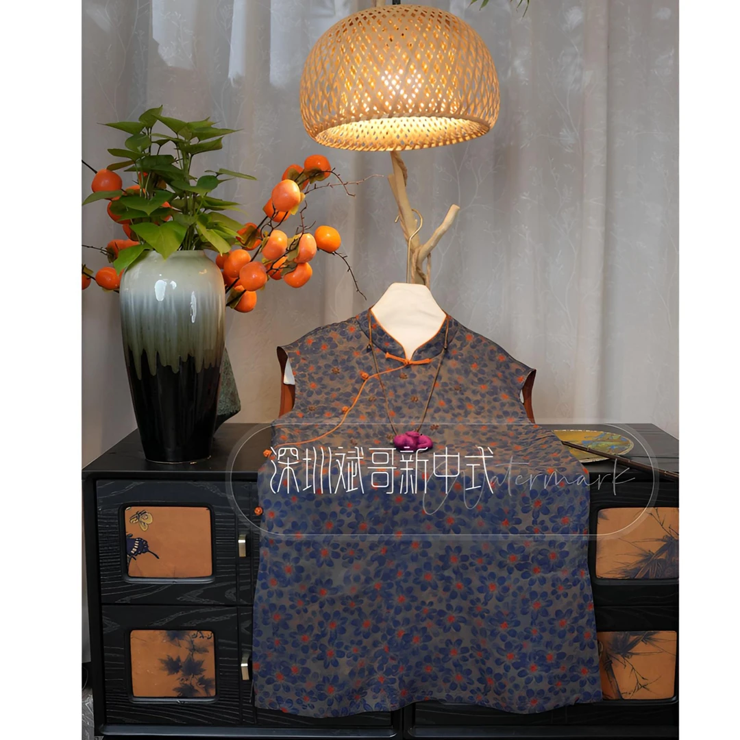 斌.哥【扶摇】高端桑蚕丝香云纱花罗无袖夏季香云纱年轻新中式上衣