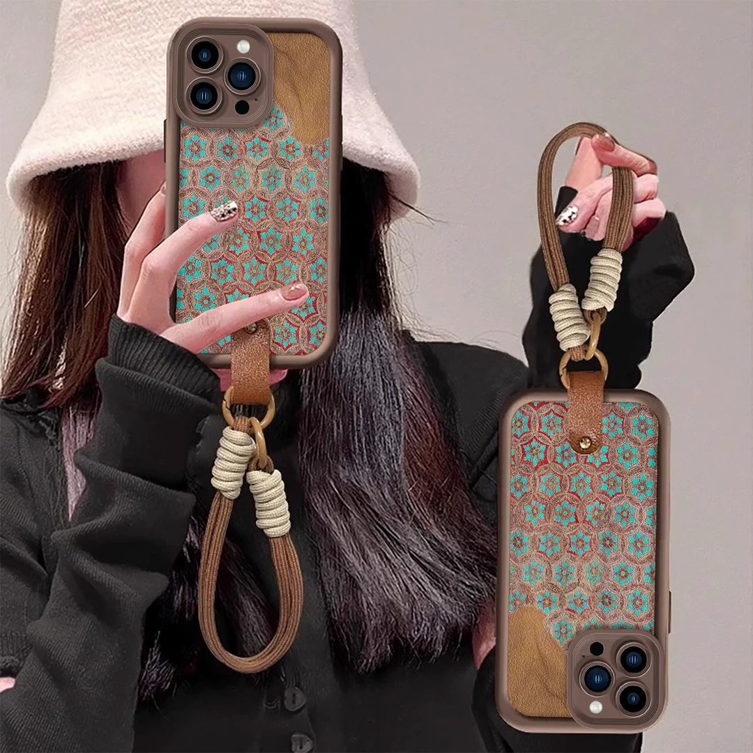 敦煌花纹适用苹果16promax手机壳新款iphone17复古高级15pm保护套